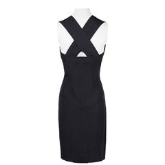 Prada Spring/Summer 1992 Black Silk Cross-Back Hourglass Dress IT42