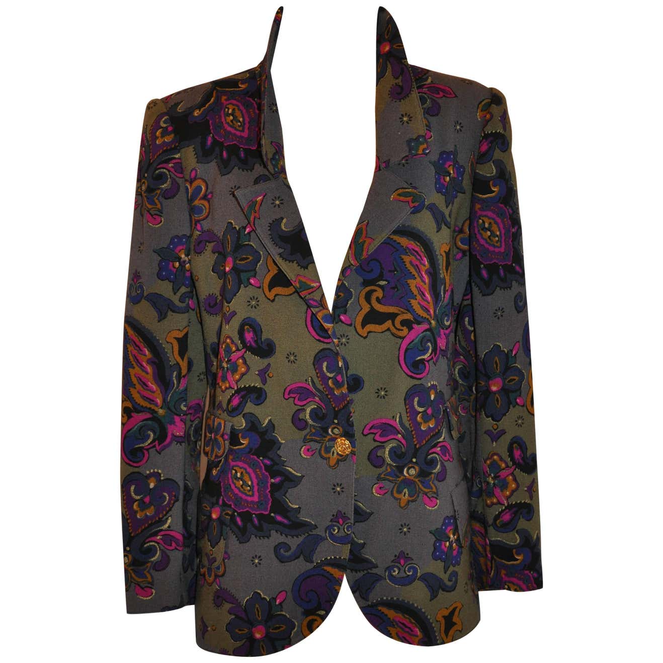 Emmanuel Ungaro Whimsical Multi-Color Palsey and Floral Wool Challis ...