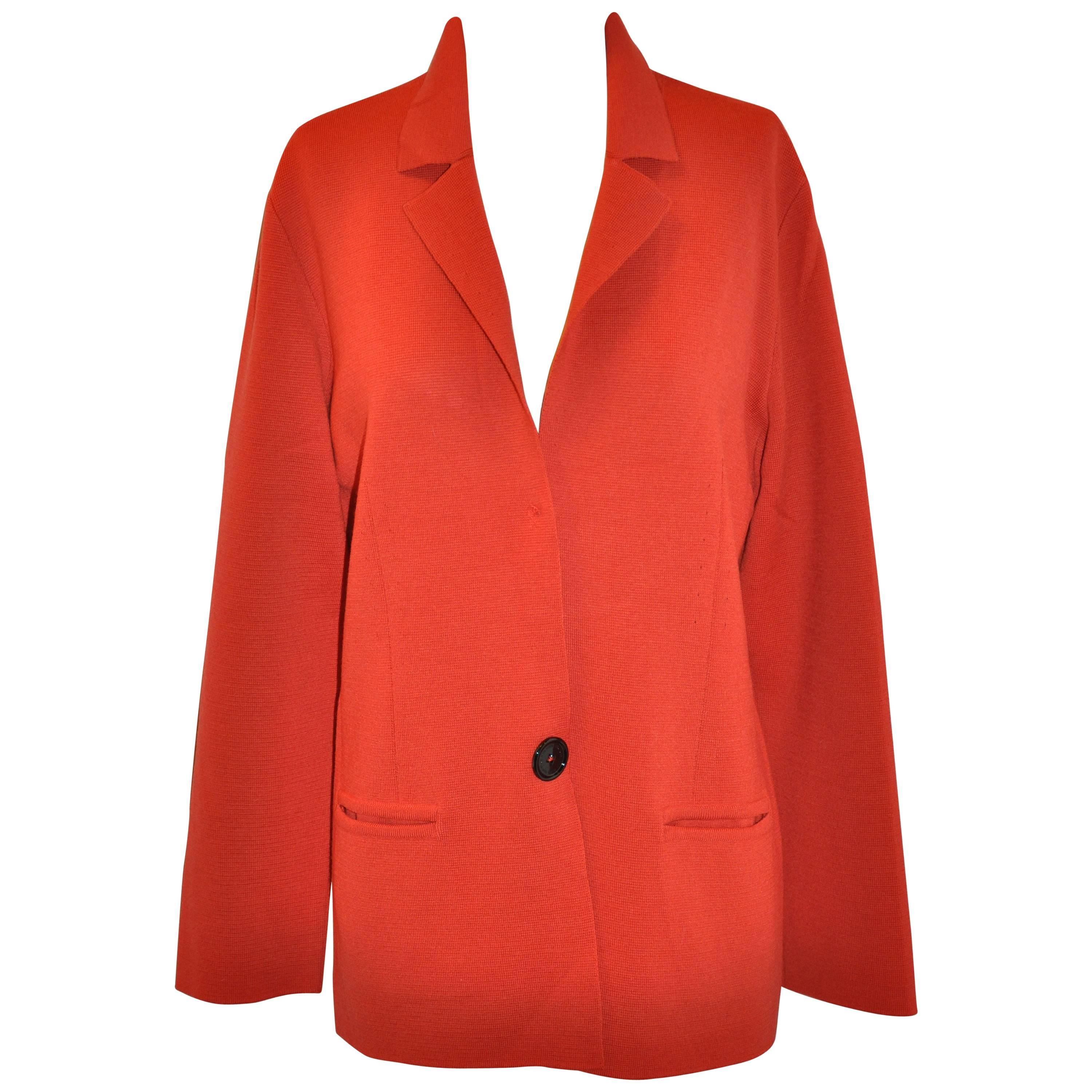 Mila Schon by Gabriella Frattini Italian Red Wool Snap Front Knit Jacket For Sale