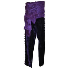 Vintage Rare Jiki (Monte Carlo) Deep Violet Taffata & Crushed Velvet Strapless Jumpsuit 