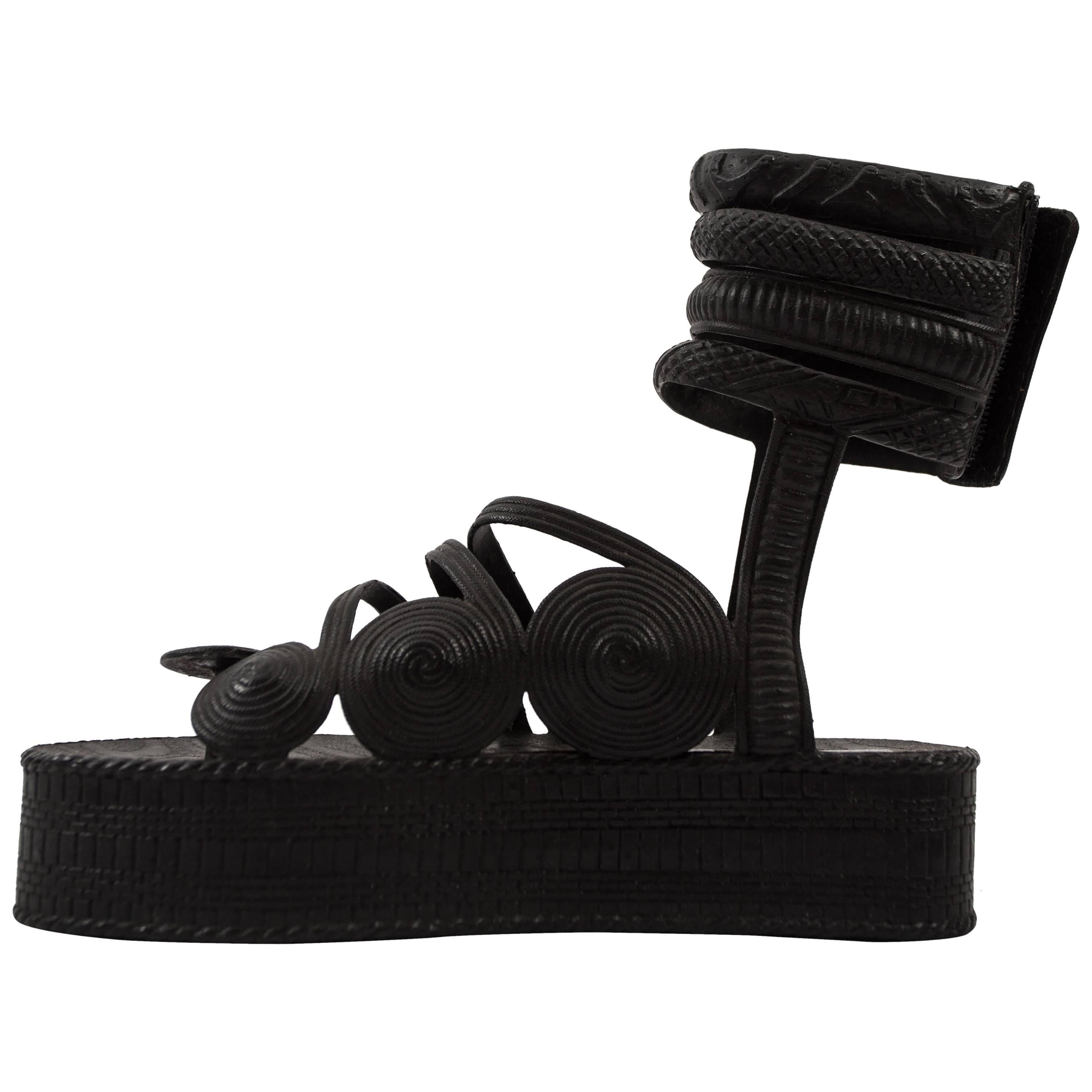 Jean Paul Gaultier Spring-Summer 1985 black rubber platform sandals