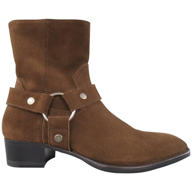 mens harness boots sale s laurent size 7 5 brown suede ankle harness mens harness boots sale s laurent size 7 5 brown suede ankle harness