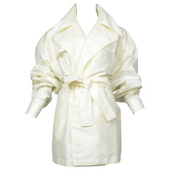 Alaia Pale Ivory Buttonless Mini Trench Coat