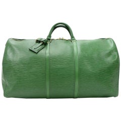 Vintage Louis Vuitton Keepall 60 Green Epi Leather Duffle Travel Bag