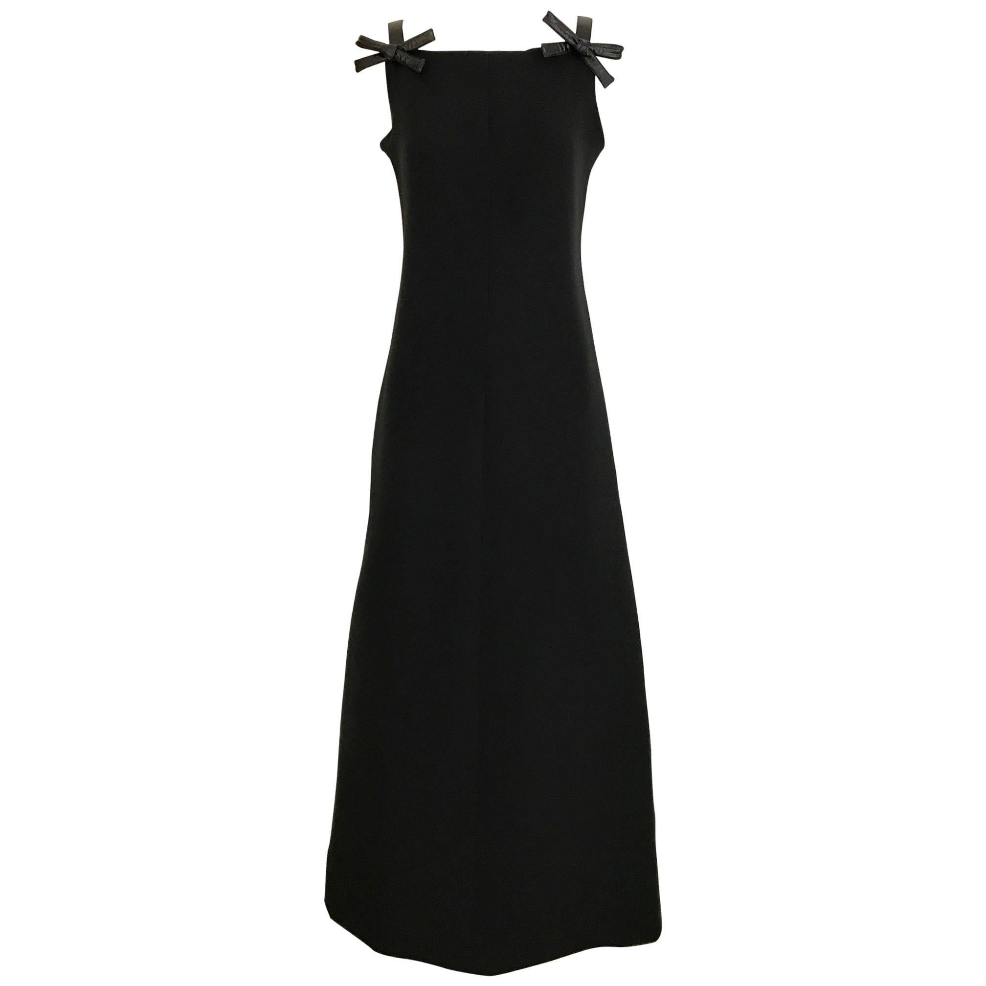 Courreges Vintage Black Maxi Dress with Bows,  1960s 