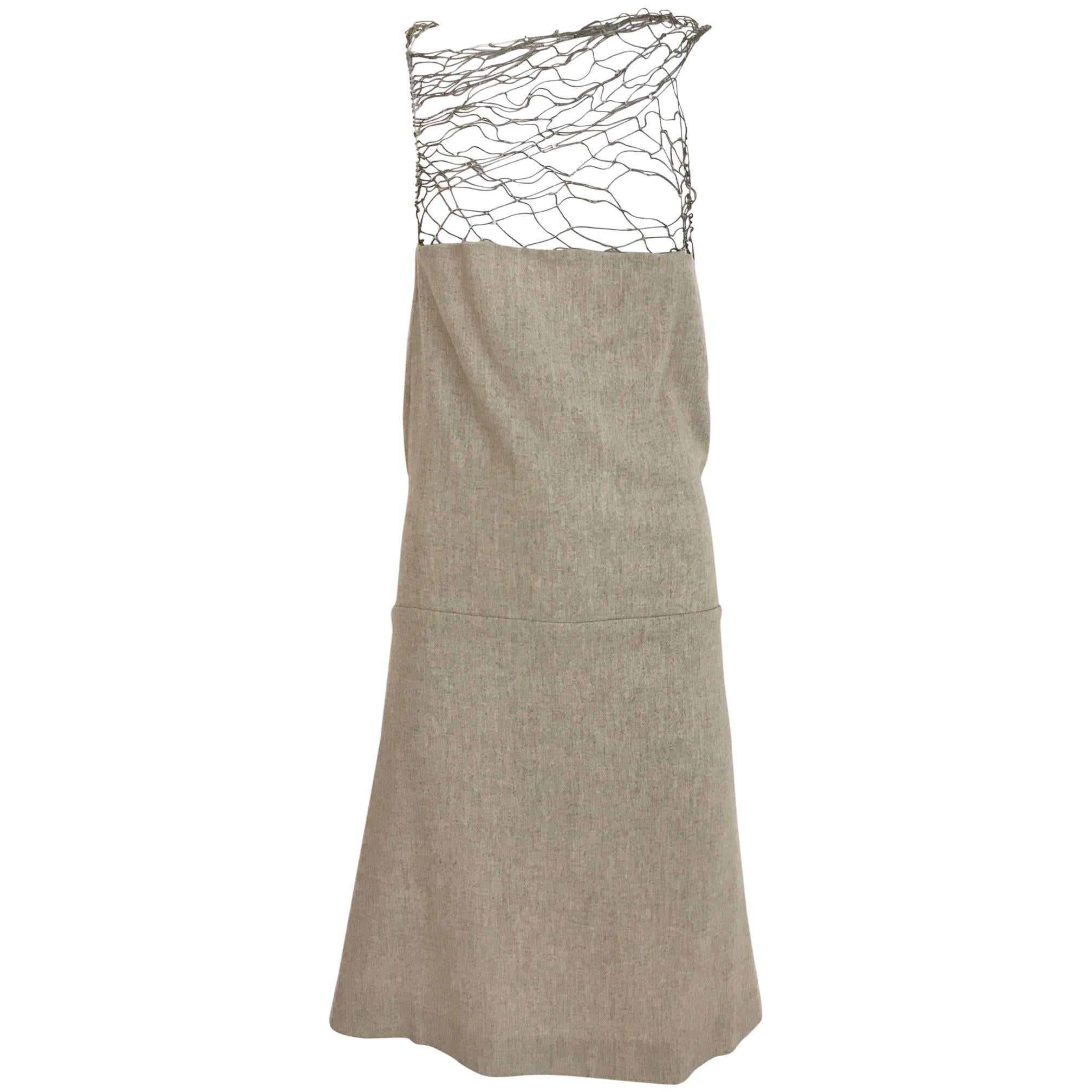 Narciso Rodriguez Grey Cashmere Lattice Cut Out Dress For Sale
