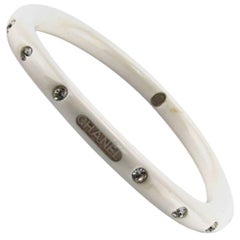 Chanel White Resin with Crystal Rhinestones Bracelet 4