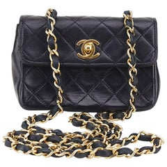 Chanel Black Quilted Lambskin Mini Flap Shoulder Bag