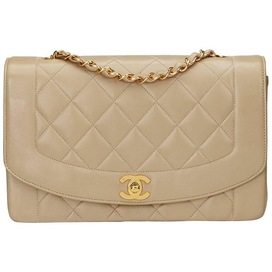 Chanel Vintage Dark Beige Quilted Caviar Small Diana Flap Gold Hardware,  1991-1994 Available For Immediate Sale At Sotheby's