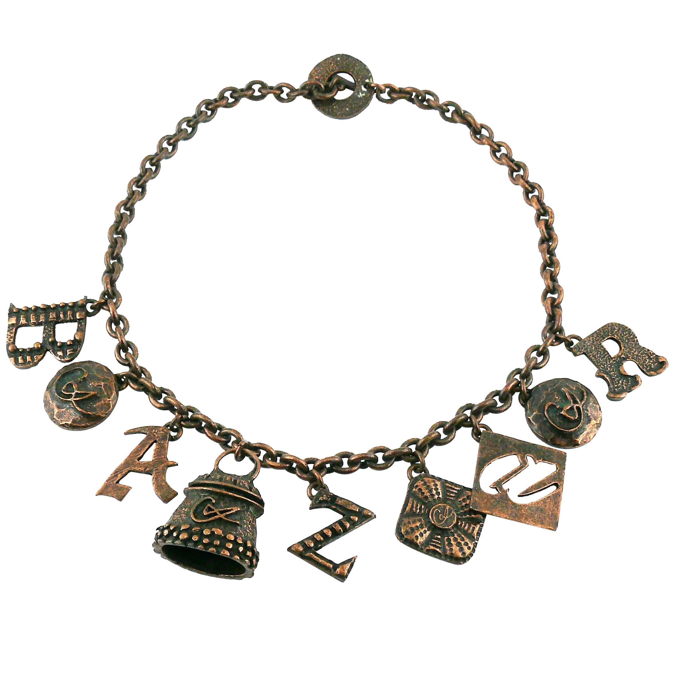 Christian Lacroix Vintage B A Z A R Charm Necklace For Sale