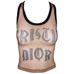 Christian Dior Galliano Runway Hardcore Tattoo Sheer Mesh Nude Top, S/S 2002 