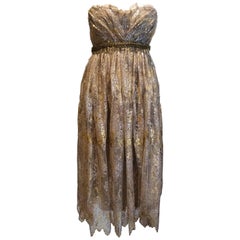 Dolce & Gabbana Golden French Lace Empire Dress 10