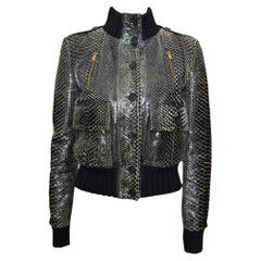 Gucci S/S 2009 Black Python Snakeskin Cropped Bomber Jacket