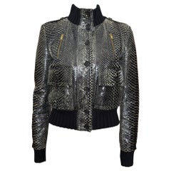Gucci S/S 2009 Black Python Snakeskin Cropped Bomber Jacket