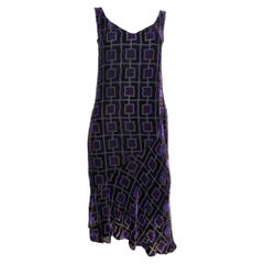 Blumarine F/W 2003 Purple Devoré Velvet Geometric Midi Dress