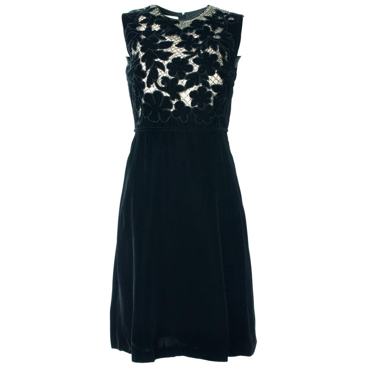 Valentino Black Embellished Velvet Dress