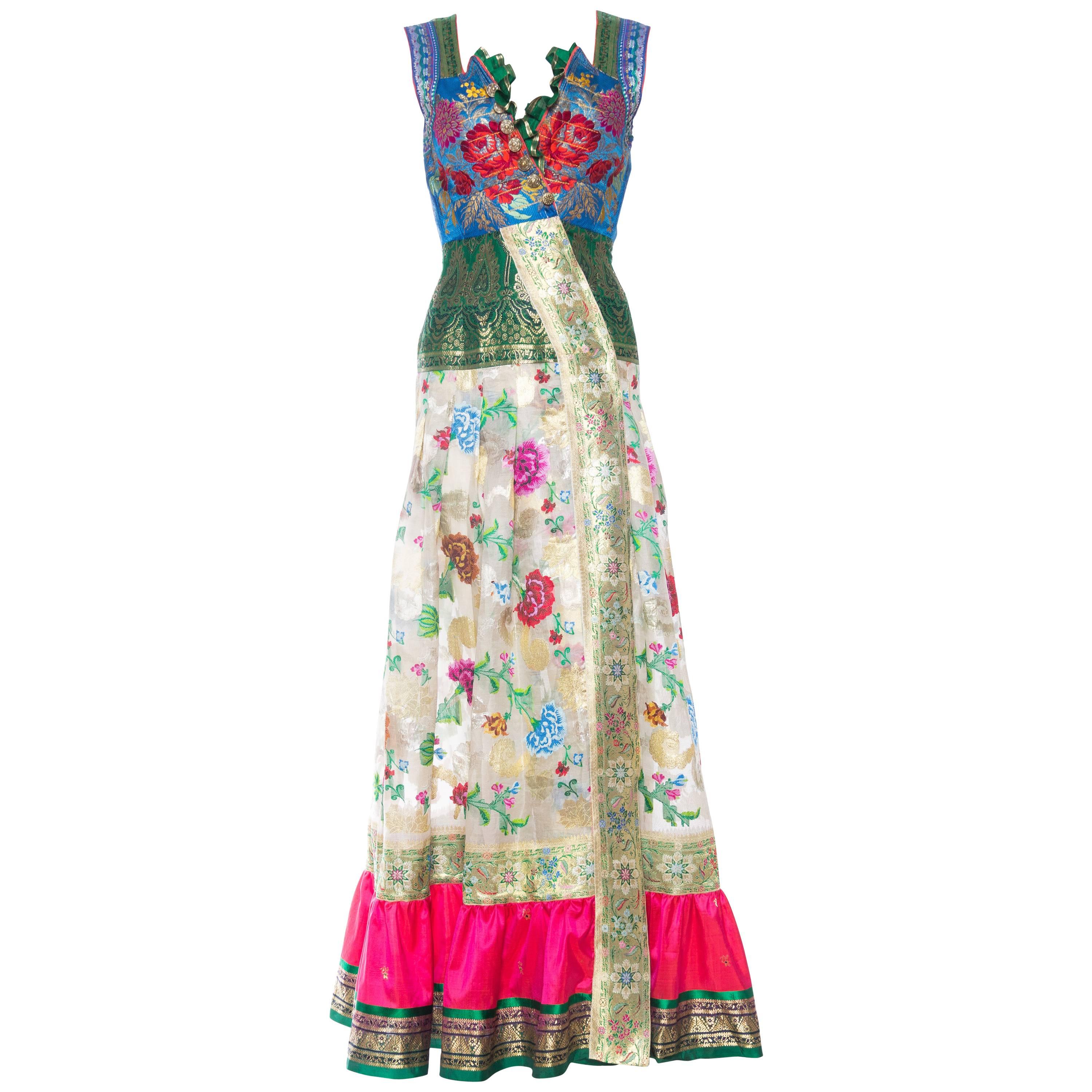 Dress made from Antique Folk and Indian Silks with Metallics