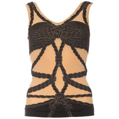 1990S ZAC POSEN Spandex Knit Rope Bondage Top By Wolford