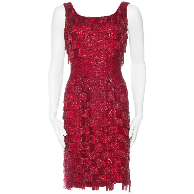 Red Beaded Fringe Dress