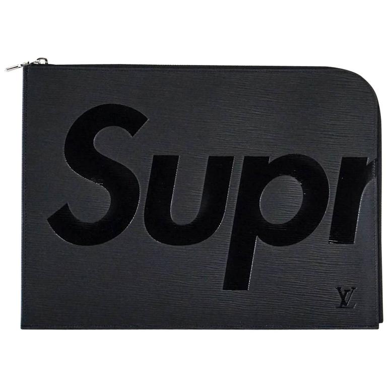 Louis Vuitton Supreme X Black Pochette Epi Jour GM Clutch Case at 1stdibs