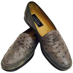 Men's Awsome Avventura Genuine Ostrich Taupe Loafers Size 10 1/2 7