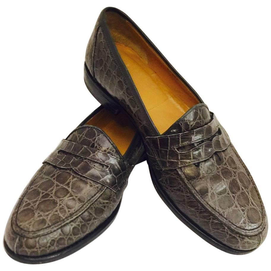 Men's M.C. Mario Campatelli Genuine Crocodile Loafers, Light Brown, sz 10 1/2