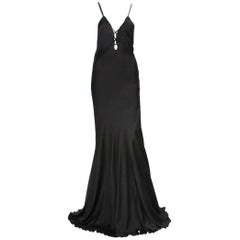 Tom Ford for Gucci Colección F/W 2002 Vestido de seda negro con cordones It 38