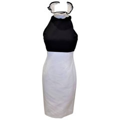 Ralph Lauren Collection black and white sheath dress with ruffled collar NWT