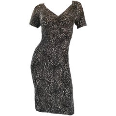 Chic Max Mara 1990s Brown + Black Size 40 Rayon Printed Flattering Vintage Dress 7