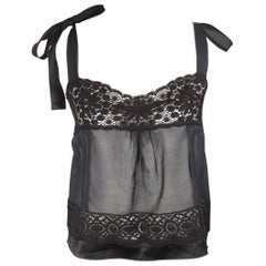 DOLCE & GABBANA Black Satin LACE TRIM TOP Relaxed fit SIZE 44