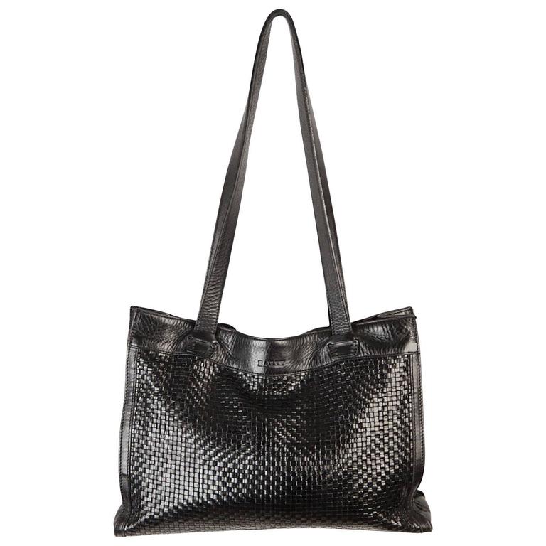 BALLY Black WOVEN Leather TOTE Shoulder Bag For Sale at 1stdibs