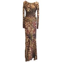 Roberto Cavalli Burgundy and Red Silk Dress with Tassel 12