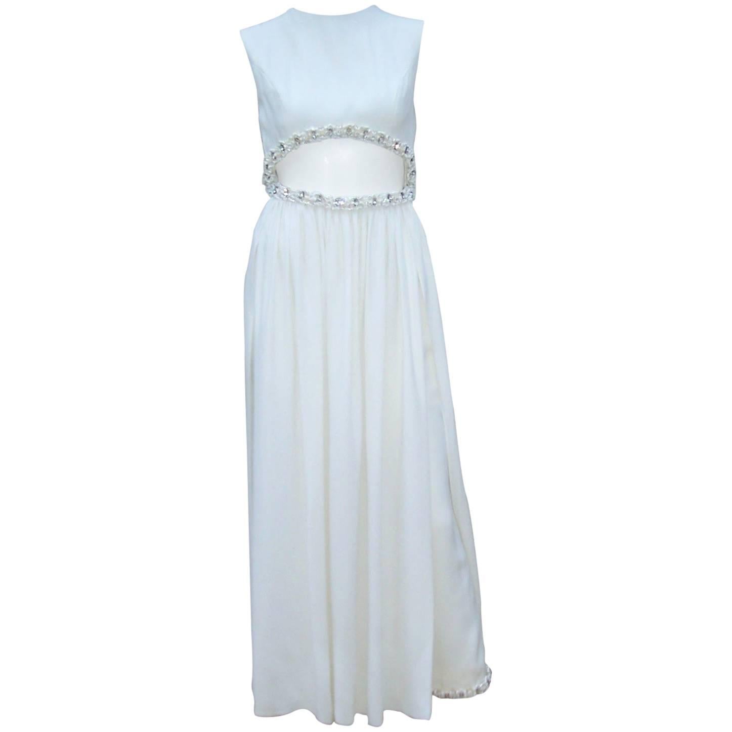 Fab C.1970 Elinor Simmons for Malcolm Starr Beaded White Jumpsuit