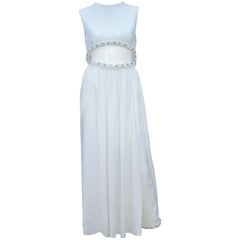 Fab C.1970 Elinor Simmons for Malcolm Starr Beaded White Jumpsuit
