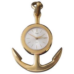 Exceptionnelle horloge de bureau vintage Hermès « Anchor », en parfait état de marche