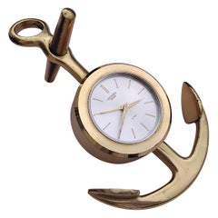 Exceptionnelle horloge de bureau vintage Hermès « Anchor », en parfait état de marche