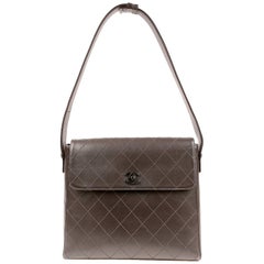 Chanel Brown Leather Flat Stitched Shoulder Bag
