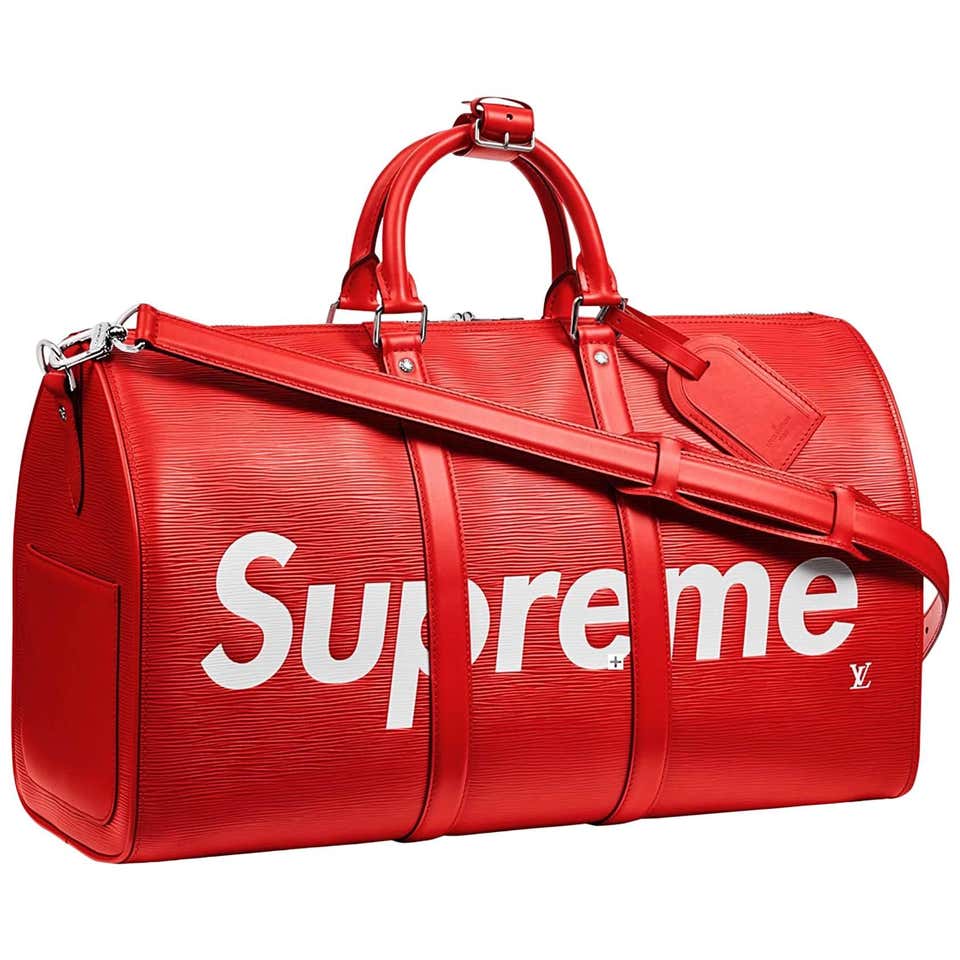 Louis Vuitton X Supreme Red Epi Keepall Bandouliere Duffle Bag 45 at