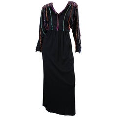 1970's Jean Varon Jersey Gown with Sequined Detailing 12