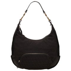 Fendi Black Zucchino Jacquard Shoulder Bag 8