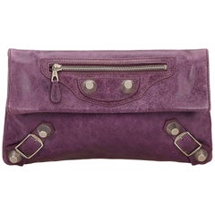 Balenciaga Purple Motocross Giant 21 Envelope Clutch