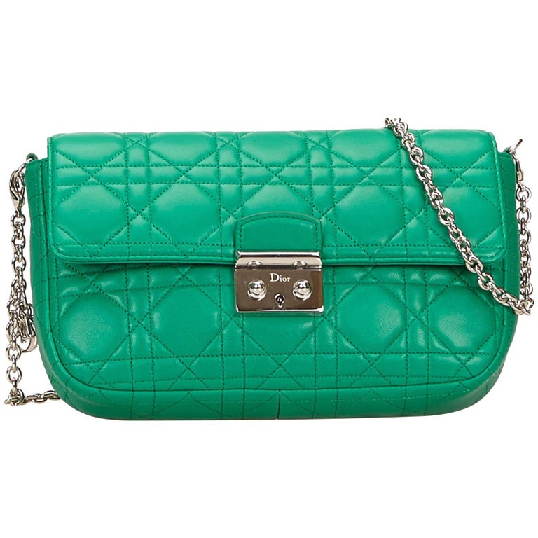 Dior Green New Lock Leather Shoulder Bag For Sale at 1stdibs
