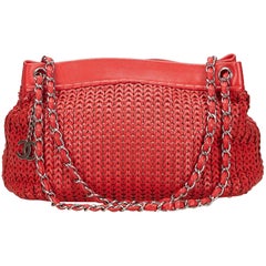 Chanel Red Woven Caviar Chain Shoulder Bag 12