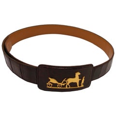 VERY RARE Hermès Vintage Caléche Belt Crocodile leather / Good Condition 8