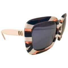 Dolce & Gabbana Lucite DG Logo Striped White Sunglasses 4