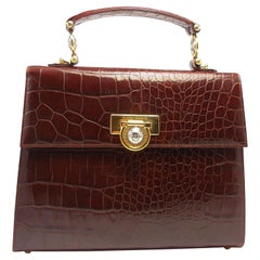 ICONIC Gianni Versace Faux Croc Kelly Handbag Vintage / Good Condition