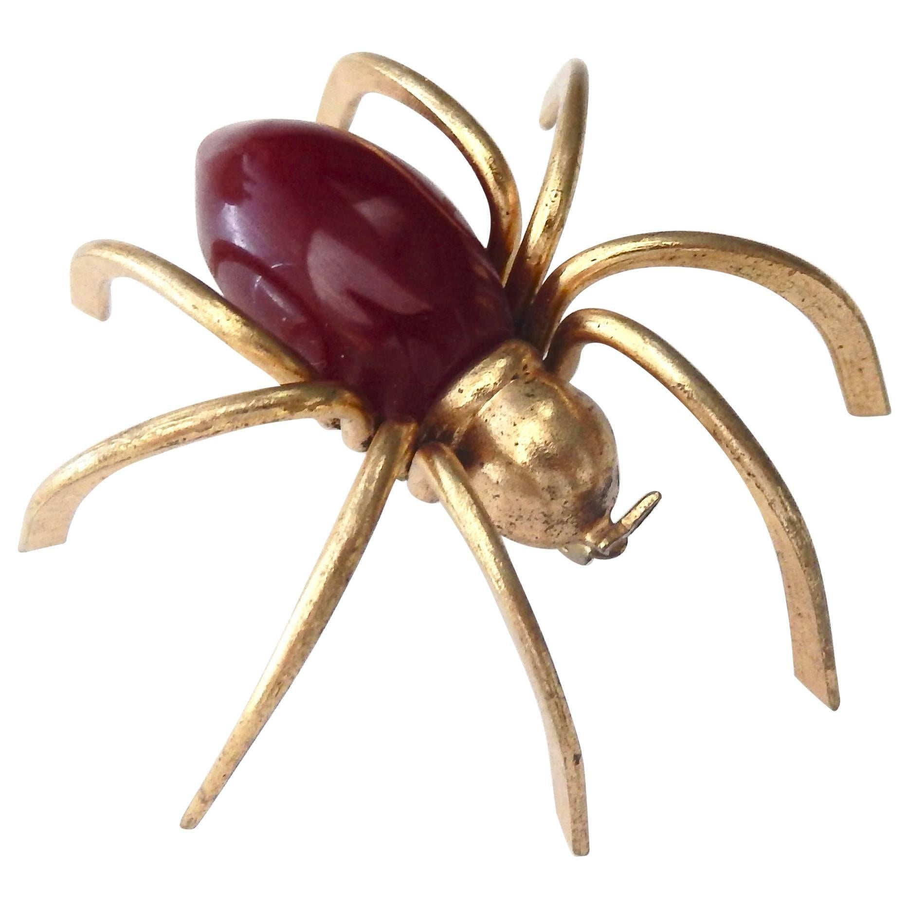 Vintage Bakelite Spider Brooch Art Deco 1930's - Spider Jewelry Red Bakelite