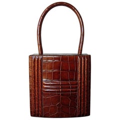 Rare Hermes Vintage Genuine Alligator Cardena Lock Box Bag 11
