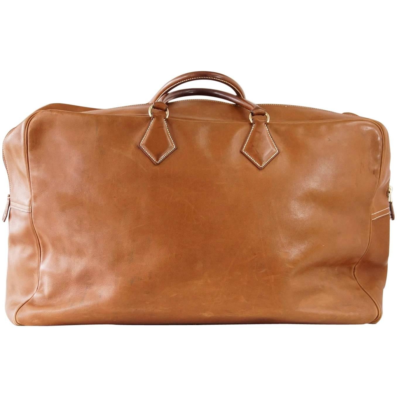 Hermes Plume 60 Vintage Bag Barenia Plume Gold Hardware Carry On Weekender