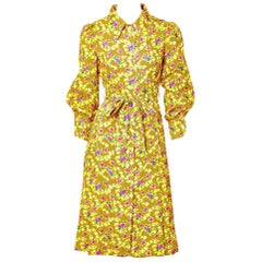 Galanos Patterned SIlk Shirt Dress 10